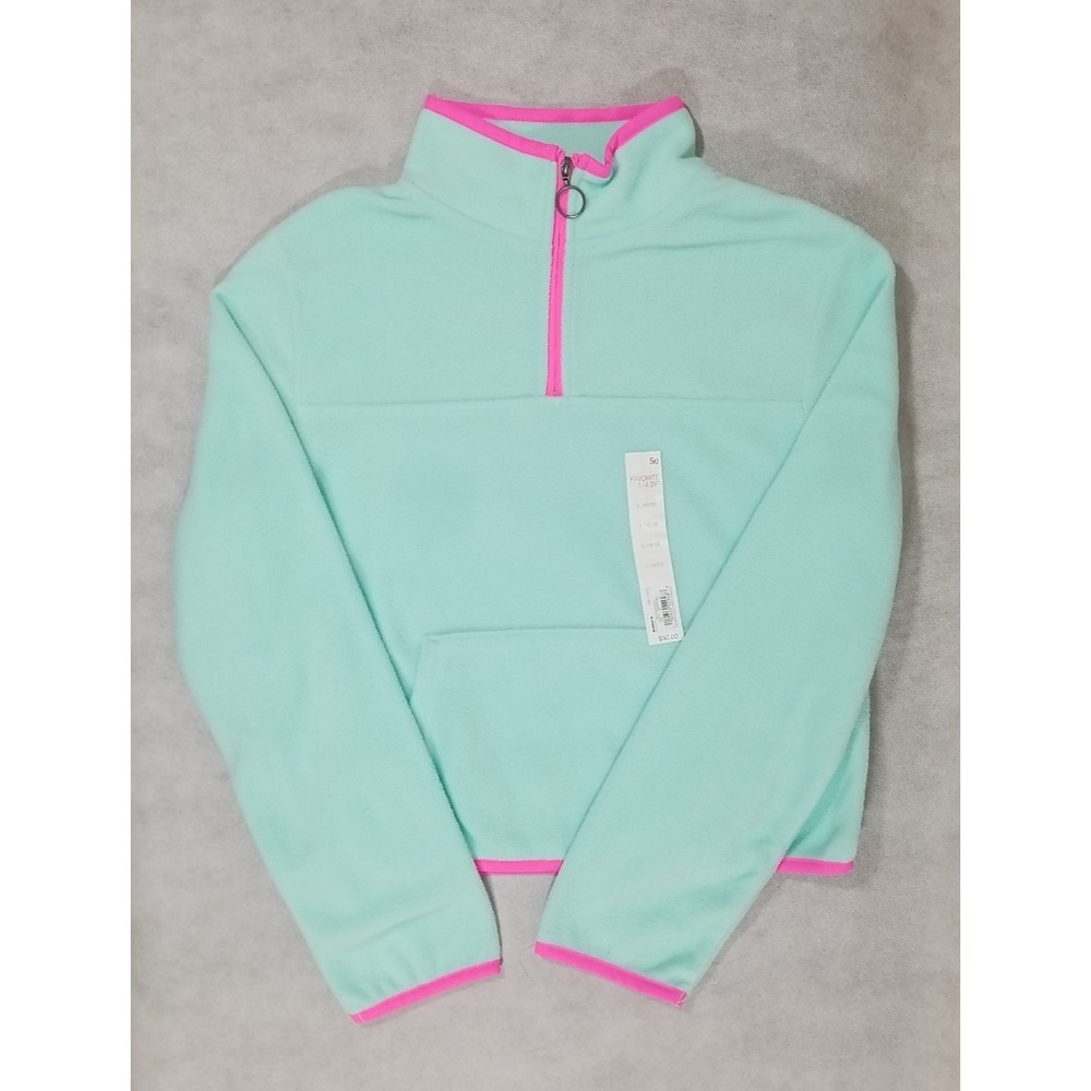 So‎ Brand Sweatshirt Girls Size Large (10/12) Pullover 1/4 Zip Jacket Green NWT